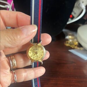 Gold tone Vintage Gitano Watch with Striped Band